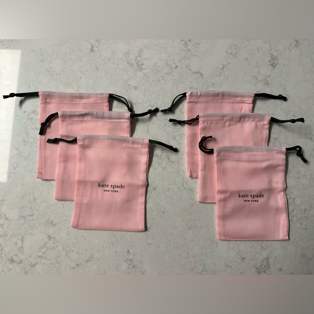 Kate Spade Bundle of 6 Medium Drawstring Jewelry Dust Bags - 4.5 in. x 6 in.